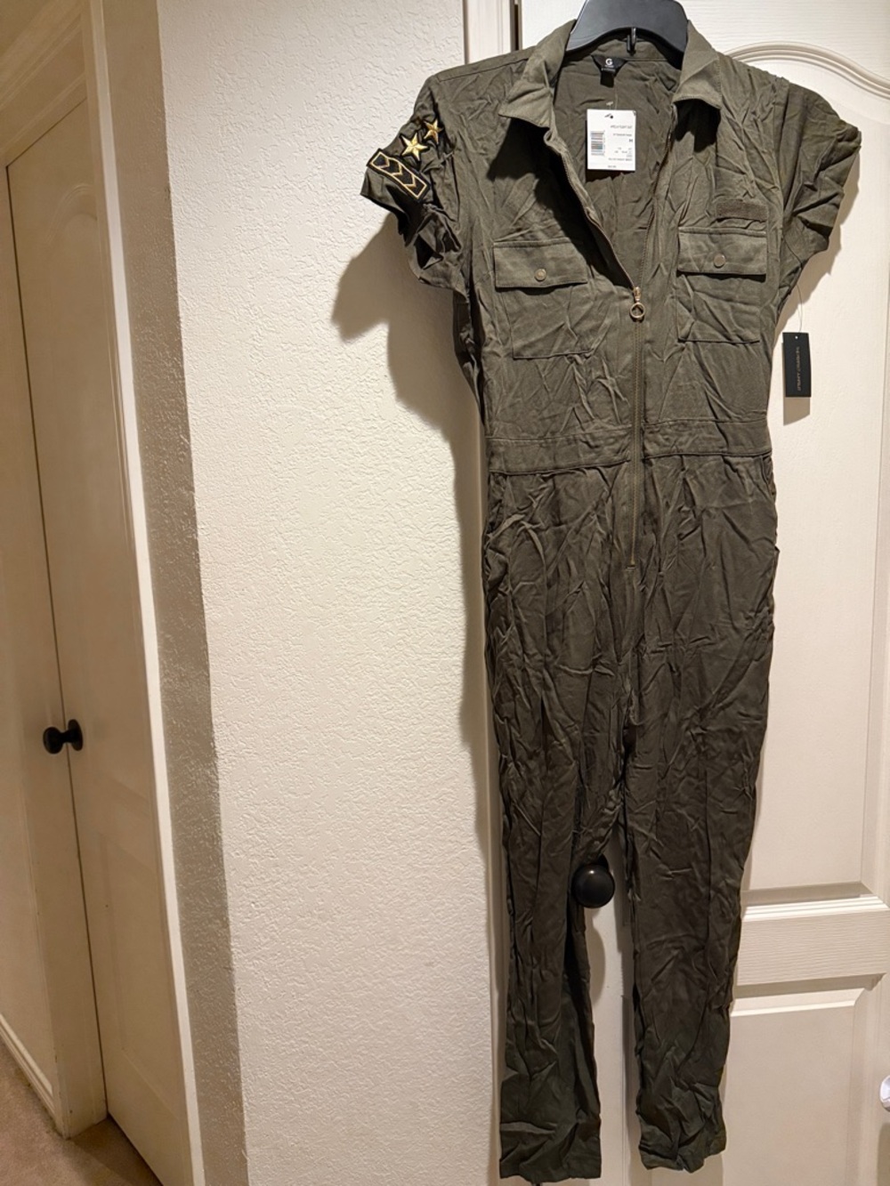G by Guess Olive Green Straight Leg Jumpsuit